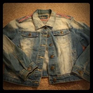 Boho Denim Jacket w Thread decal & POCKETS
